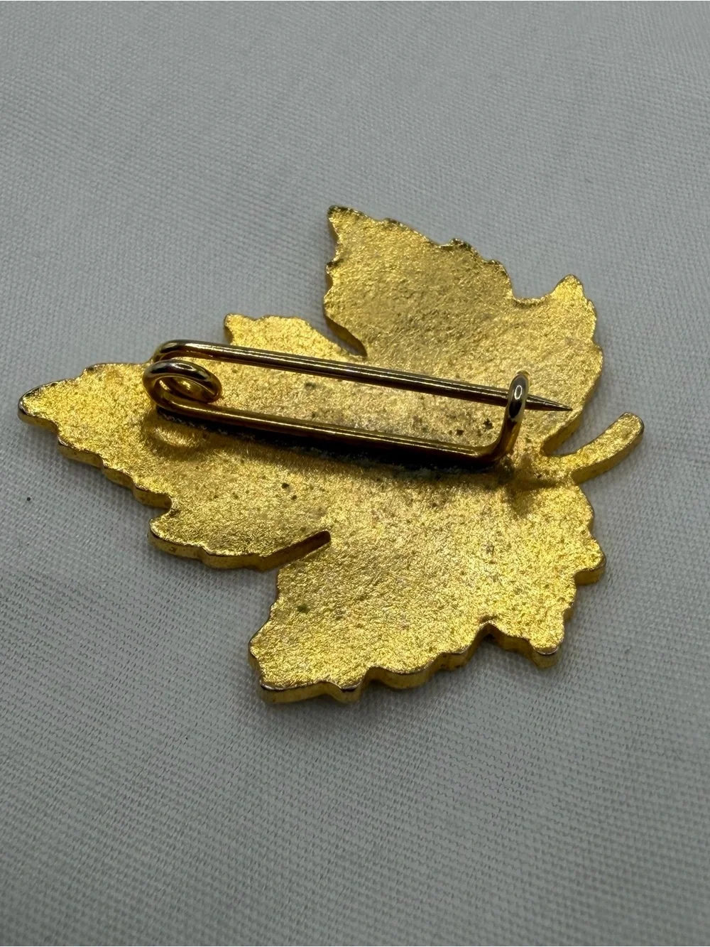 Vintage Goldtone Maple Leaf Brooch Pin Red Yellow Green Enamel Fall Foliage
